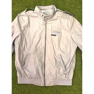 Vintage Members Only Europe Craft Racer Jacket Gray Silver 44L Mens 80s Retro